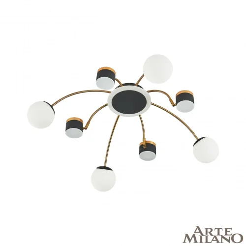 Люстра потолочная LED Ferrara-71040 271040/8 BK/GD Arte Milano белая на 1 лампу, основание чёрное в стиле современный хай-тек 