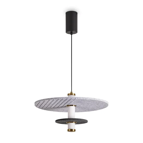 Светильник подвесной LED Acoustic FR5494PL-L9GR Freya серый на 1 лампу, основание чёрное в стиле хай-тек современный отражённый свет фото 2
