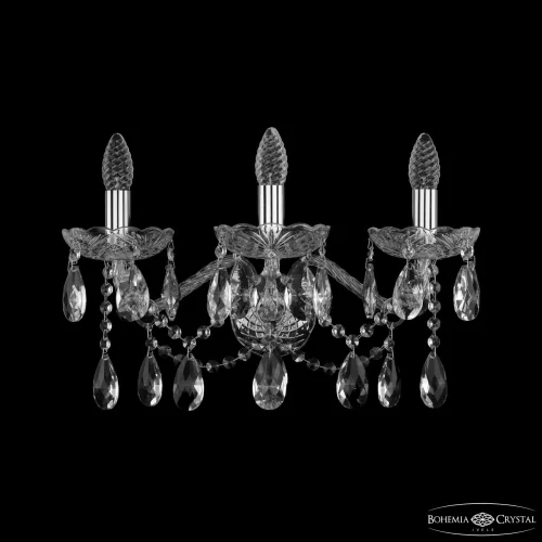 Бра 1413B/3/200/XL Ni Bohemia Ivele Crystal без плафона на 3 лампы, основание прозрачное никель в стиле классический sp
