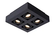 Светильник потолочный Xirax 09119/21/30 Lucide чёрный 4 лампы, основание чёрное в стиле современный квадраты