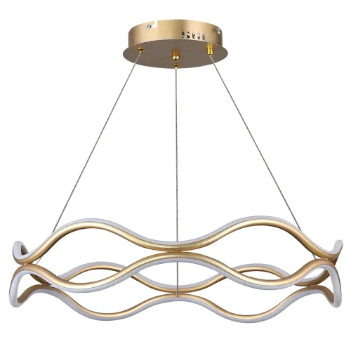 Люстра подвесная с пультом LED LAMPS 81286 Natali Kovaltseva белая золотая на 1 лампу, основание золотое в стиле современный хай-тек с пультом яндекс алиса сири фото 8