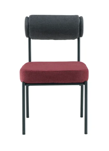 Стул обеденный Ponpoun, тёмно-серый, бордо УТ000040467 Stool Group, бордовый/шенилл, ножки/металл/чёрный, размеры - *830***510*660 фото 2