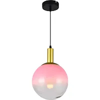 Светильник подвесной LED Gwendolyn TL1217H-01RS Toplight розовый 1 лампа, основание чёрное в стиле модерн шар