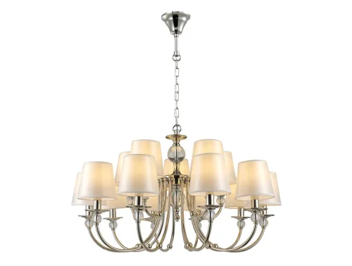 Люстра подвесная 1155+10/C Newport белая на 15 ламп, основание никель в стиле современный американский Люстра подвесная 1155+10/C Newport белая на 15 ламп, основание никель в стиле современный американский