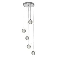Светильник подвесной Rain 10112/5 LOFT IT прозрачный 5 ламп, основание хром в стиле современный каскад