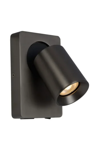 Бра с выключателем Nigel 09929/06/16 Lucide чёрный на 1 лампа, основание чёрное в стиле современный 