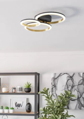 Светильник потолочный LED Calliera 901224 Eglo чёрный матовый латунь на 1 лампу, основание чёрное матовое латунь в стиле современный хай-тек фото 4