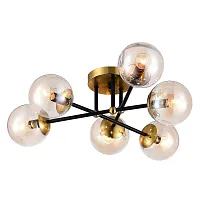 Люстра потолочная Памела CL144165 Citilux янтарная на 6 ламп, основание бронзовое в стиле модерн лофт шар