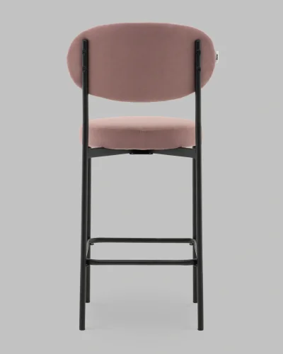 Стул Полубарный Бриф DD велюр пыльно-розовый УТ000041514 Stool Group, розовый/велюр, ножки/сталь/чёрный, размеры - ***** фото 5