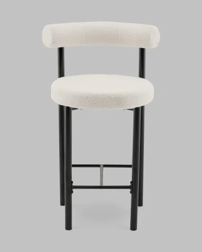 Стул полубарный Флорео букле молочный УТ000041334 Stool Group, белый/букле, ножки/металл/чёрный, размеры - ***** фото 2