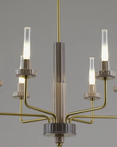 Люстра на штанге LED Atelieri V11691-PL Moderli прозрачная на 6 ламп, основание бронзовое в стиле современный американский кантри фото 4