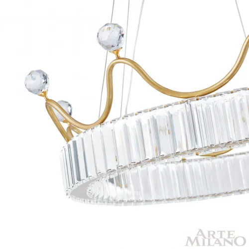 Люстра подвесная LED с пультом AM-Venezia 310322/D500 GD Arte Milano прозрачная на 1 лампу, основание латунь в стиле современный кольца с пультом фото 6