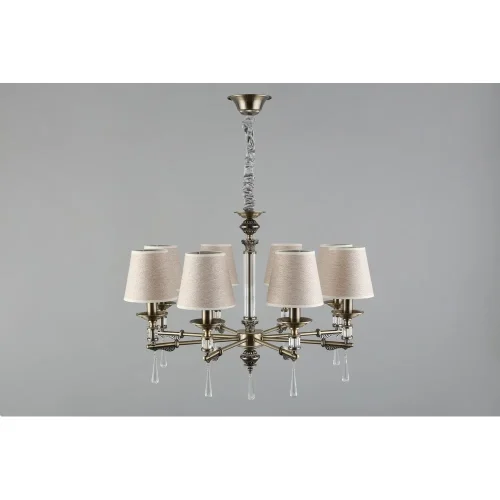 Люстра подвесная Rivoli OML-64213-08 Omnilux бежевая на 8 ламп, основание античное бронза в стиле классический фото 4