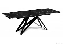 Стеклянный стол Блэкберн 160(220)х90 черный мрамор / черный 553574 Woodville столешница чёрная из стекло