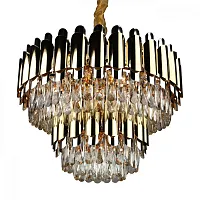 Люстра подвесная хрустальная Malgrate OML-81403-13 Omnilux прозрачная на 13 ламп, основание золотое в стиле классический 