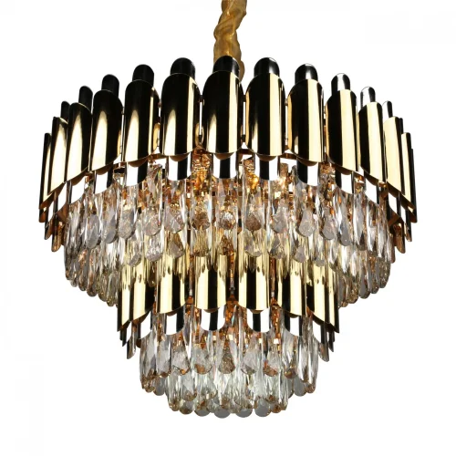 Люстра подвесная хрустальная Malgrate OML-81403-13 Omnilux прозрачная на 13 ламп, основание золотое в стиле классика 