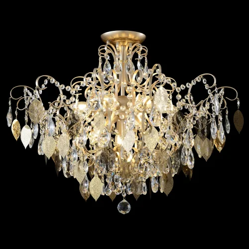 Люстра потолочная ESMIRALDA PL9 GOLD Crystal Lux прозрачная на 9 ламп, основание золотое в стиле арт-деко фото 3