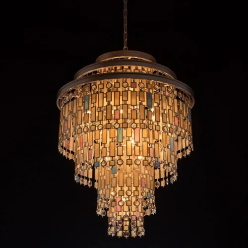 Люстра подвесная Марокко 185010809 MW-Light бежевая разноцветная на 9 ламп, основание золотое бежевое в стиле современный восточный  фото 2