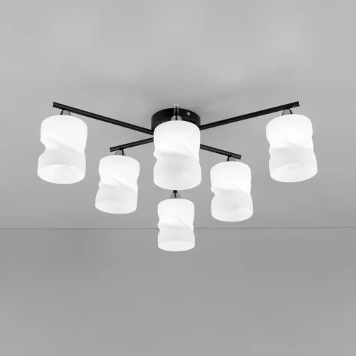 Люстра потолочная Нильс CL132165 Citilux белая на 6 ламп, основание чёрное в стиле современный  фото 2