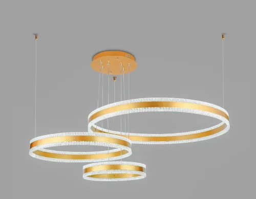 Люстра подвесная LED с пультом FA6203 Ambrella light прозрачная золотая на 1 лампа, основание золотое в стиле современный хай-тек с пультом кольца фото 4