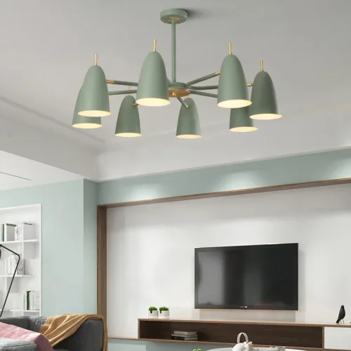 Люстра на штанге PINNACLE D70 Black 195498-26 ImperiumLoft чёрная на 6 ламп, основание золотое в стиле современный фото 7