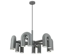 Люстра подвесная LED Канти 08465-6,16 Kink Light серая на 12 ламп, основание серое в стиле арт-деко лофт современный 
