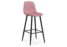 Барный стул Capri pink / black 15128 Woodville, розовый/велюр, ножки/металл/чёрный, размеры - ****435*490