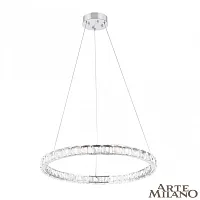 Люстра подвесная LED с пультом AM-Venezia 311311/D600 NI Arte Milano прозрачная на 1 лампу, основание никель в стиле современный кольца с пультом