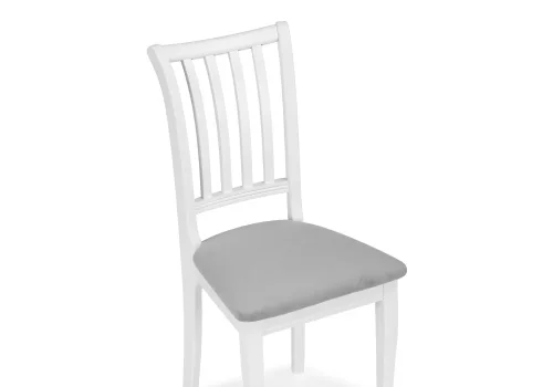 Деревянный стул Фрезино серый велюр / белый 515972 Woodville, серый/велюр, ножки/массив бука/белый, размеры - ****400*500 фото 5