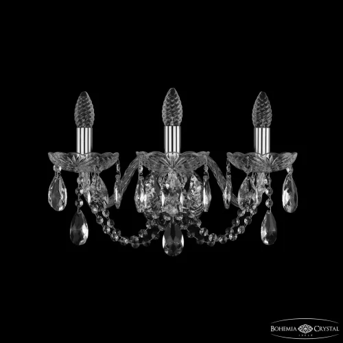 Бра 1402B/3/160/XL Ni Bohemia Ivele Crystal без плафона на 3 лампы, основание прозрачное никель в стиле классический sp