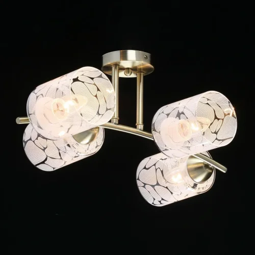Люстра потолочная Олимпия 638018004 DeMarkt белая на 4 лампы, основание бронзовое в стиле современный  фото 2