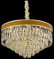 Люстра подвесная хрустальная Clarissa WE136.15.303 Wertmark коричневая прозрачная на 15 ламп, основание золотое в стиле современный классический 