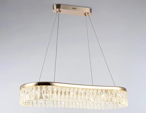 Люстра подвесная LED TR49737 Ambrella light прозрачная на 1 лампа, основание золотое в стиле современный хай-тек  фото 7