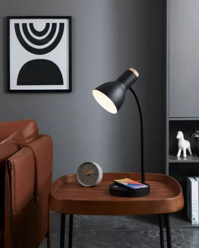 Настольная лампа LED с беспроводной зарядкой Veradal-Qi 900628 Eglo чёрная 1 лампа, основание чёрное металл в стиле современный  фото 2