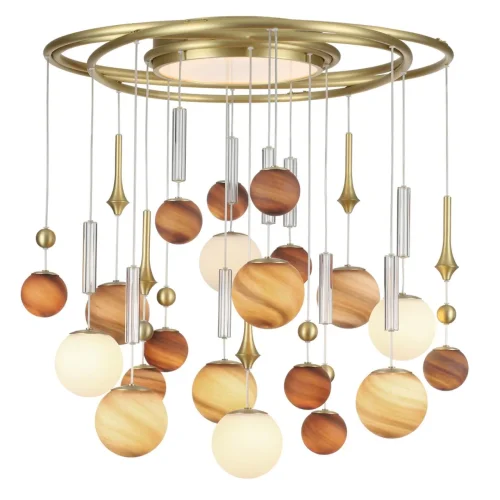 Люстра подвесная Callisto 5457/21C Odeon Light белая коричневая на 20 ламп, основание золотое в стиле современный арт-деко шар фото 4