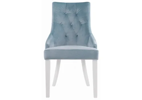 Деревянный стул Elegance white / blue 11586 Woodville, голубой/велюр, ножки/дерево/белый, размеры - ****520*580 фото 9