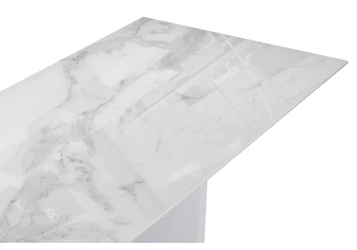 Стеклянный стол Монерон 200(260)х100х77 белый мрамор / белый 553541 Woodville столешница белая из стекло мдф фото 6