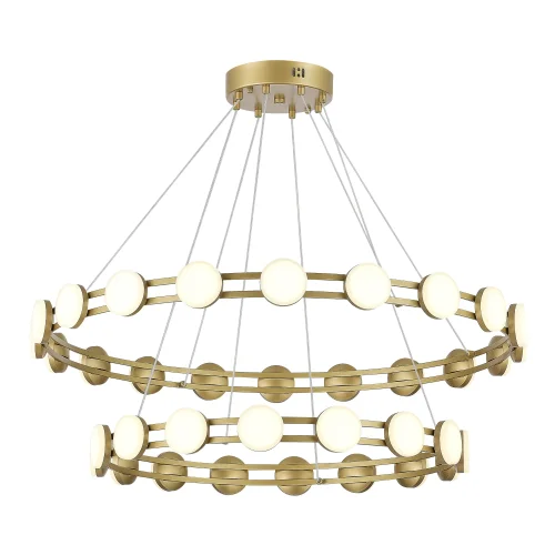 Люстра подвесная LED Monro SL6610.203.36 ST-Luce белая на 1 лампу, основание золотое в стиле современный кольца