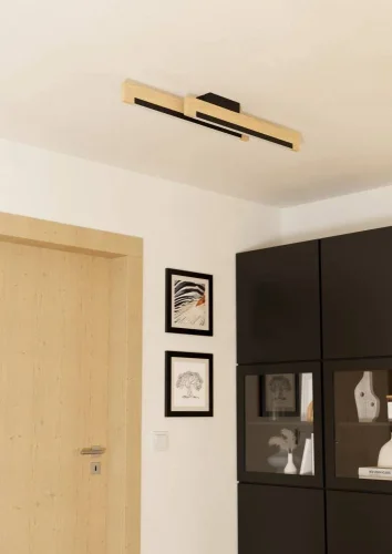 Светильник потолочный LED Camacho 901736 Eglo бежевый коричневый на 2 лампы, основание чёрное в стиле хай-тек современный фото 3