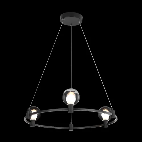 Светильник подвесной Urban FR4005PL-03B1 Freya прозрачный 3 лампы, основание чёрное в стиле современный лофт шар фото 2