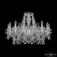 Люстра подвесная 1411/16/300 Ni Bohemia Ivele Crystal без плафона на 16 ламп, основание прозрачное никель в стиле классика sp