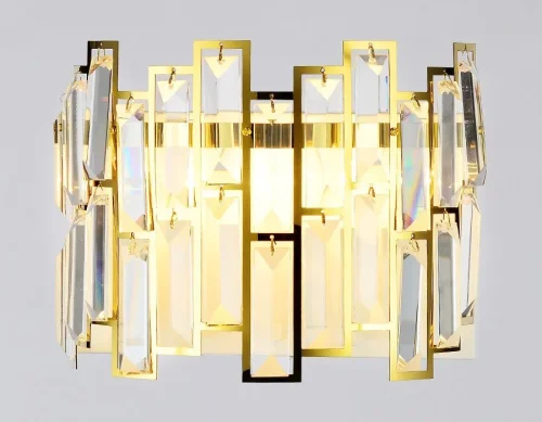 Бра с выключателем Traditional TR5055 Ambrella light прозрачный на 2 лампы, основание белое золотое в стиле арт-деко  фото 4