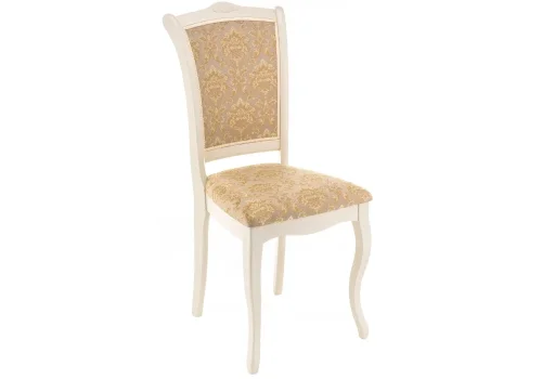 Деревянный стул Луиджи бежевый 318618 Woodville, бежевый/ткань, ножки/массив березы дерево/белый, размеры - ****440*520