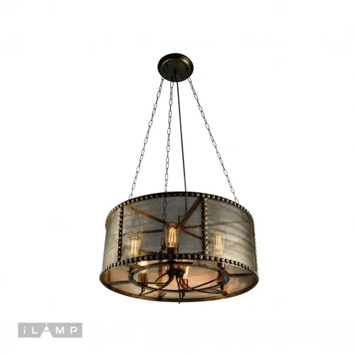 Люстра подвесная Loft P112-6 iLamp коричневая на 6 ламп, основание коричневое в стиле современный американский лофт  фото 2