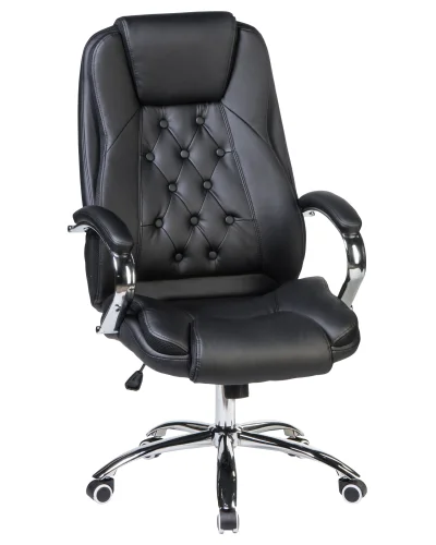 Офисное кресло для руководителей 116B-LMR MILLARD, цвет чёрный Dobrin, чёрный/экокожа, ножки/металл/хром, размеры - 1160*1230***670*750