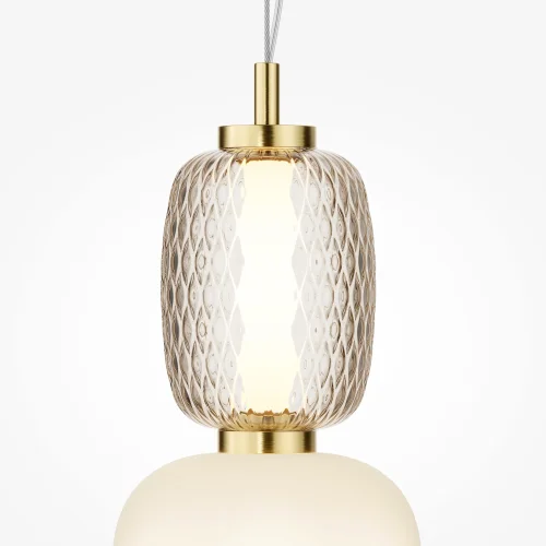 Светильник подвесной LED Pattern MOD267PL-L18G3K Maytoni белый прозрачный 1 лампа, основание золотое в стиле современный арт-деко  фото 3