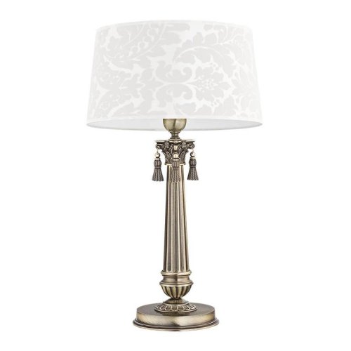 Настольная лампа Roma Abazur ROM-LG-1(P/A) Kutek белая 1 лампа, основание бронзовое металл в стиле классический 