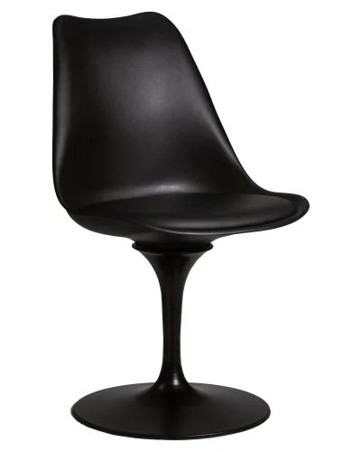 Стул обеденный 635EPP-LMZL TULIP, цвет сиденья черный (B-03), цвет основания черный Dobrin, чёрный/экокожа, ножки/металл/чёрный, размеры - ****480*500
