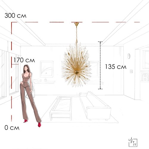 Люстра подвесная Splash 10418/12 LOFT IT прозрачная на 12 ламп, основание золотое в стиле современный капли ветви фото 9