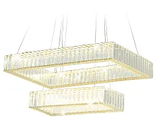Люстра подвесная LED TR5007 Ambrella light прозрачная на 1 лампа, основание золотое в стиле классика модерн квадраты